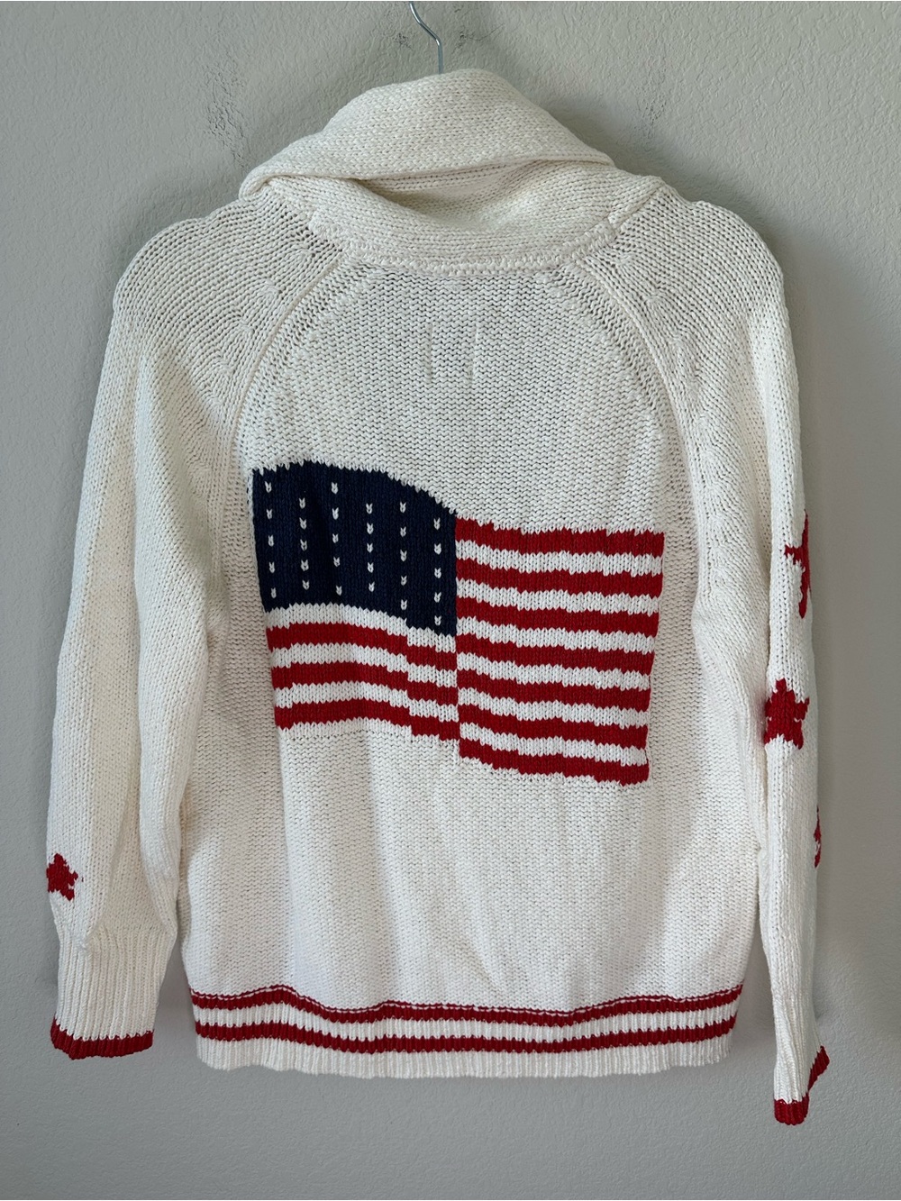 Maeve Shawl Collar American Flag
Cardigan Sweater SZ S - Picture 6 of 7